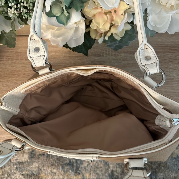 VINTAGE NINE WEST TAN/IVORY BAG - Picture 7 of 13